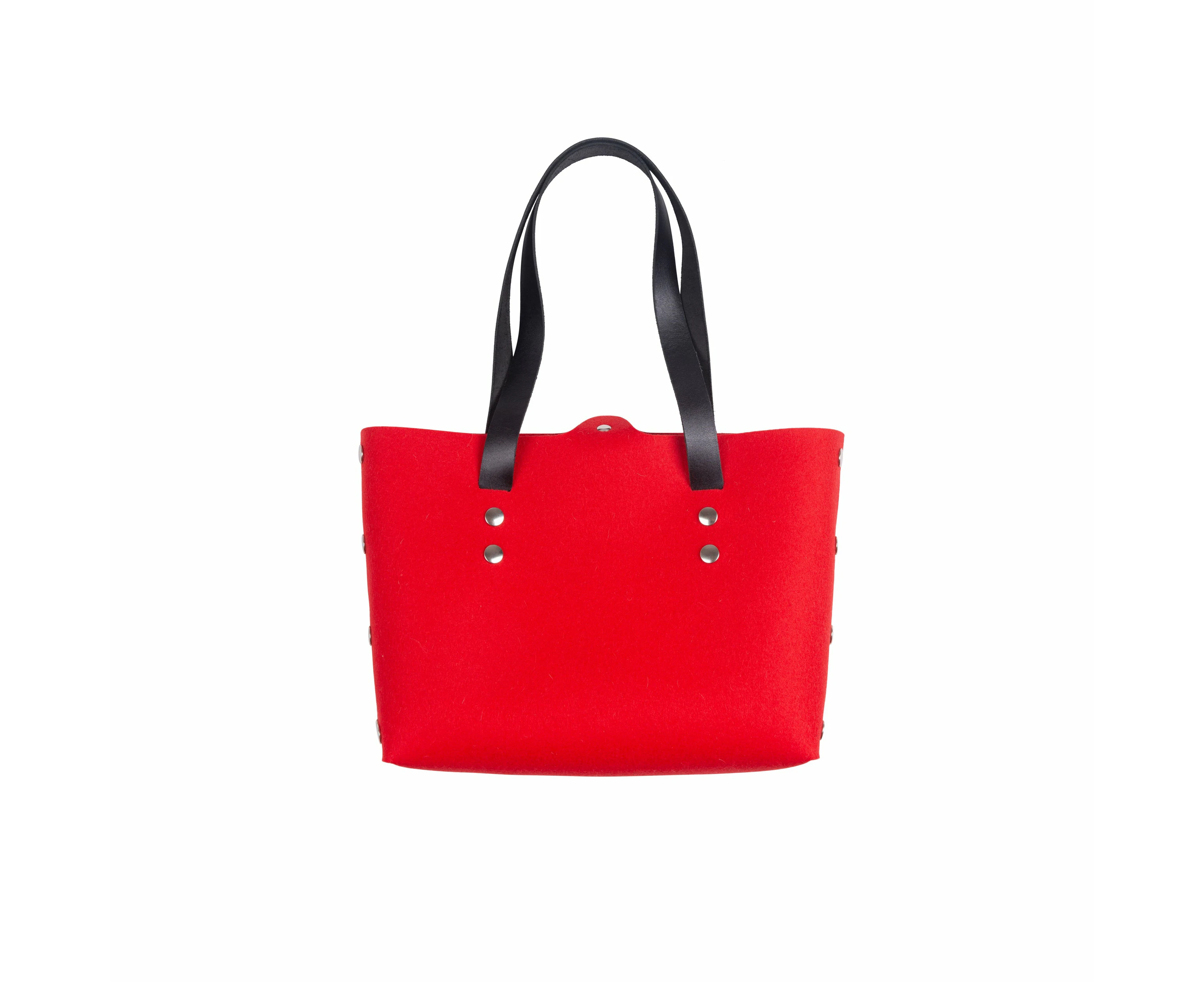 Katya Komarova Felt Tote Bag - Red/Black Leather