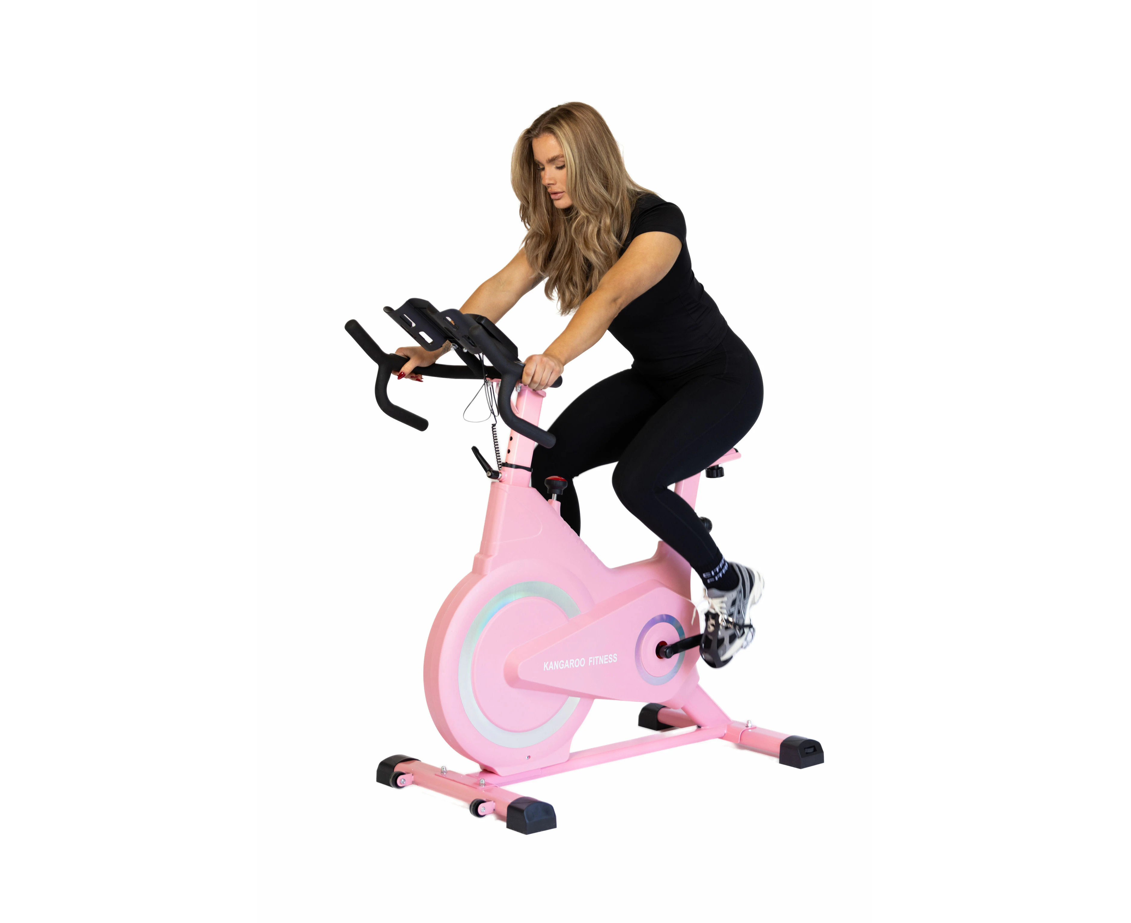 Kangaroo Fitness Magnetic Friction Spin Bike (Pink) - 150kg Weight Limit