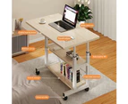 Adjustable Height Standing Desk for Small Spaces with Wheels and Storage - Oak