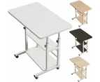 Adjustable Height Standing Desk for Small Spaces with Wheels and Storage - Oak