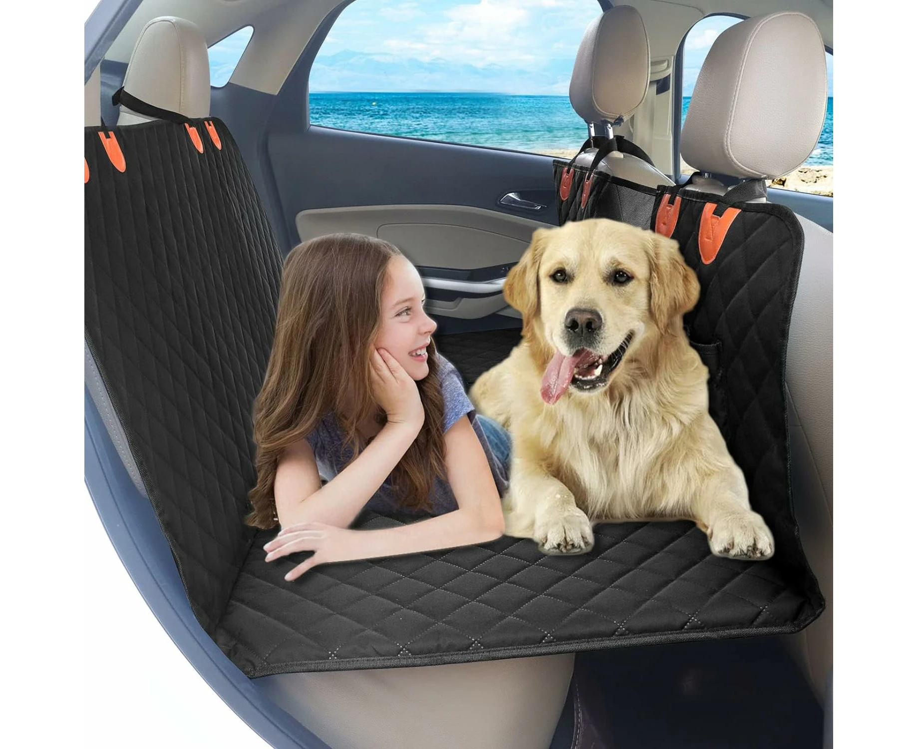 Dog Back Seat Extender with Hard Bottom Cover for SUVs and Trucks