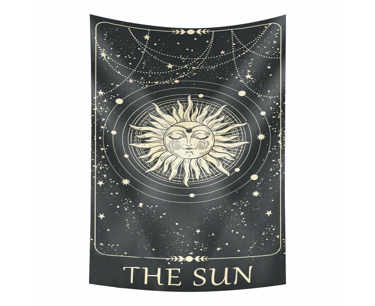 Anyhouz Tapestry Gray Sun 150X130 cm Tarot Card Psychedelic Scene Art Hippie Bohemian Decoration Sheets