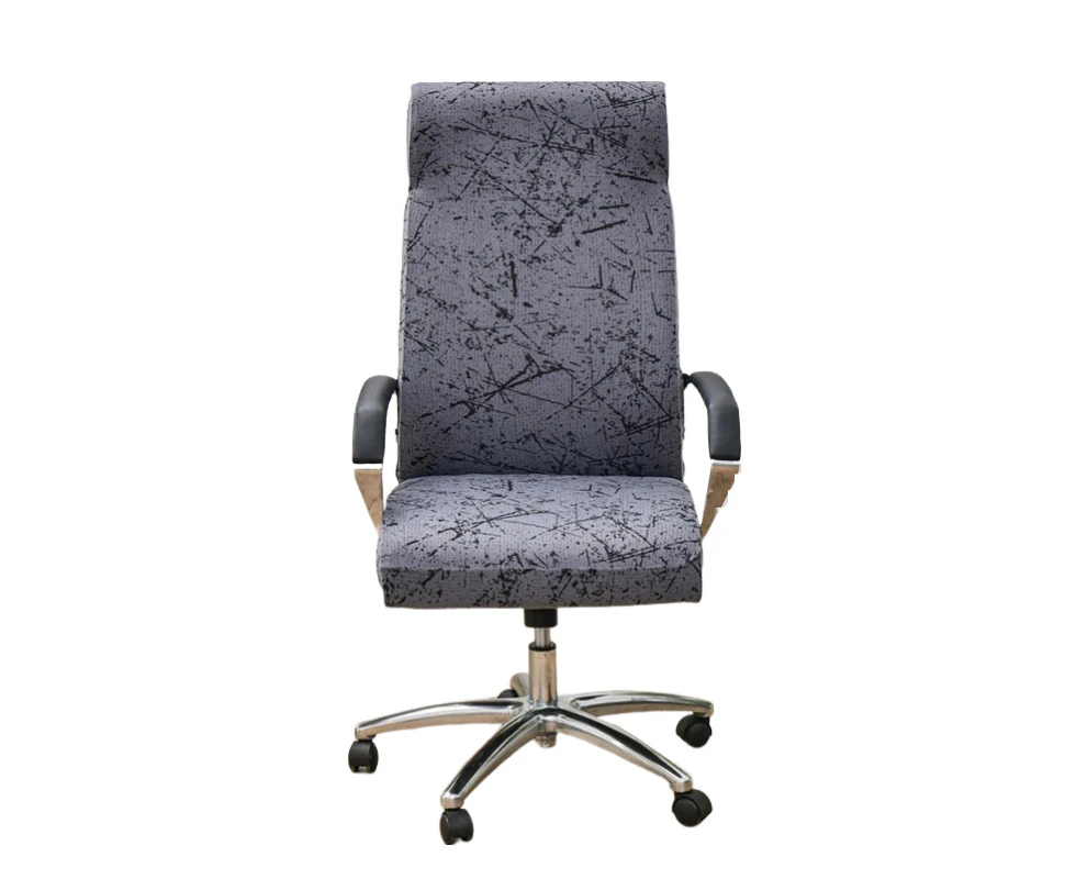 Anyhouz Office Chair Cover Dark Grey Scratch Design Large Non-Slip Rotating Seat Case Universal Armrest Chair Protector