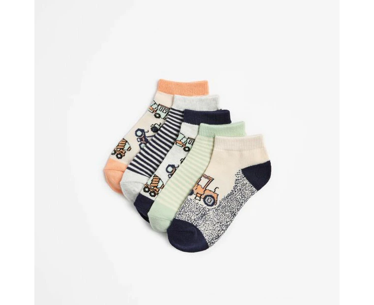 Boys Low Cut Socks 5 Pack - Maxx - Construction