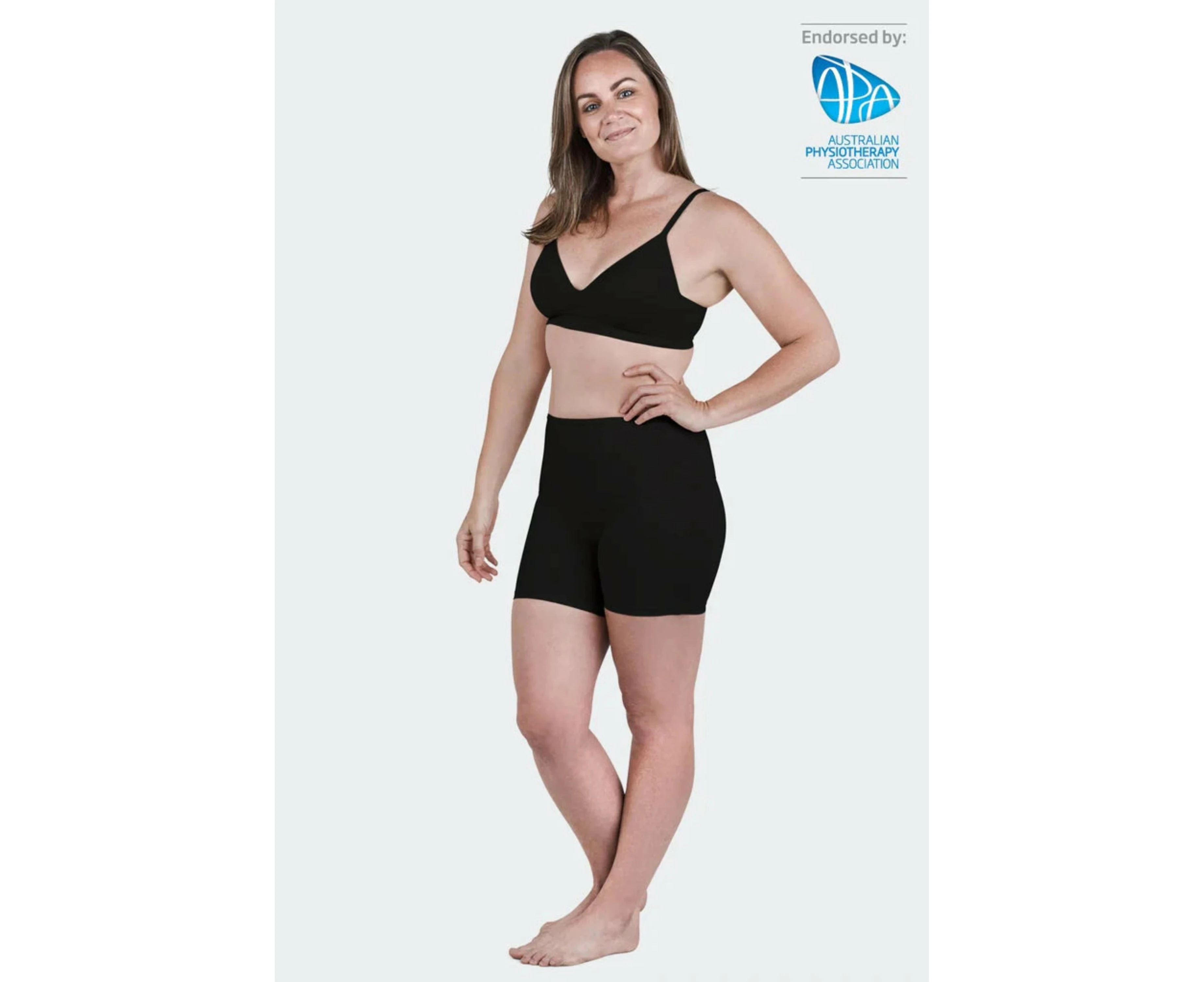 SRC Restore Support Garment - Uterine Prolapse and Continence treatment - Mini Shorts - Black