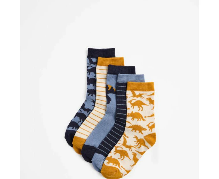 Race Dinos Crew Socks 5 Pack - Maxx