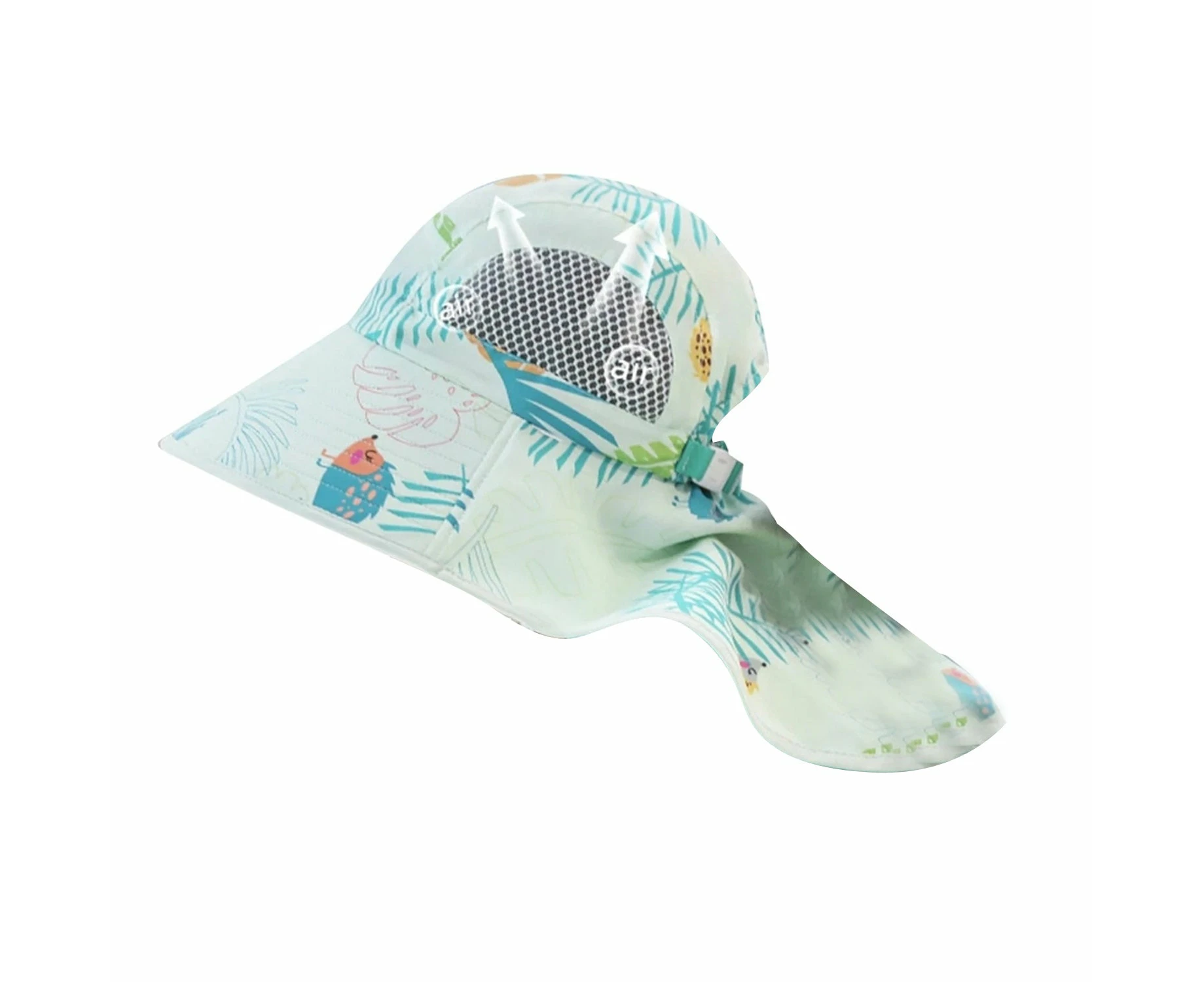 Sun Bucket Hat Wide Brim Neck Flap Beach Cap - Forest