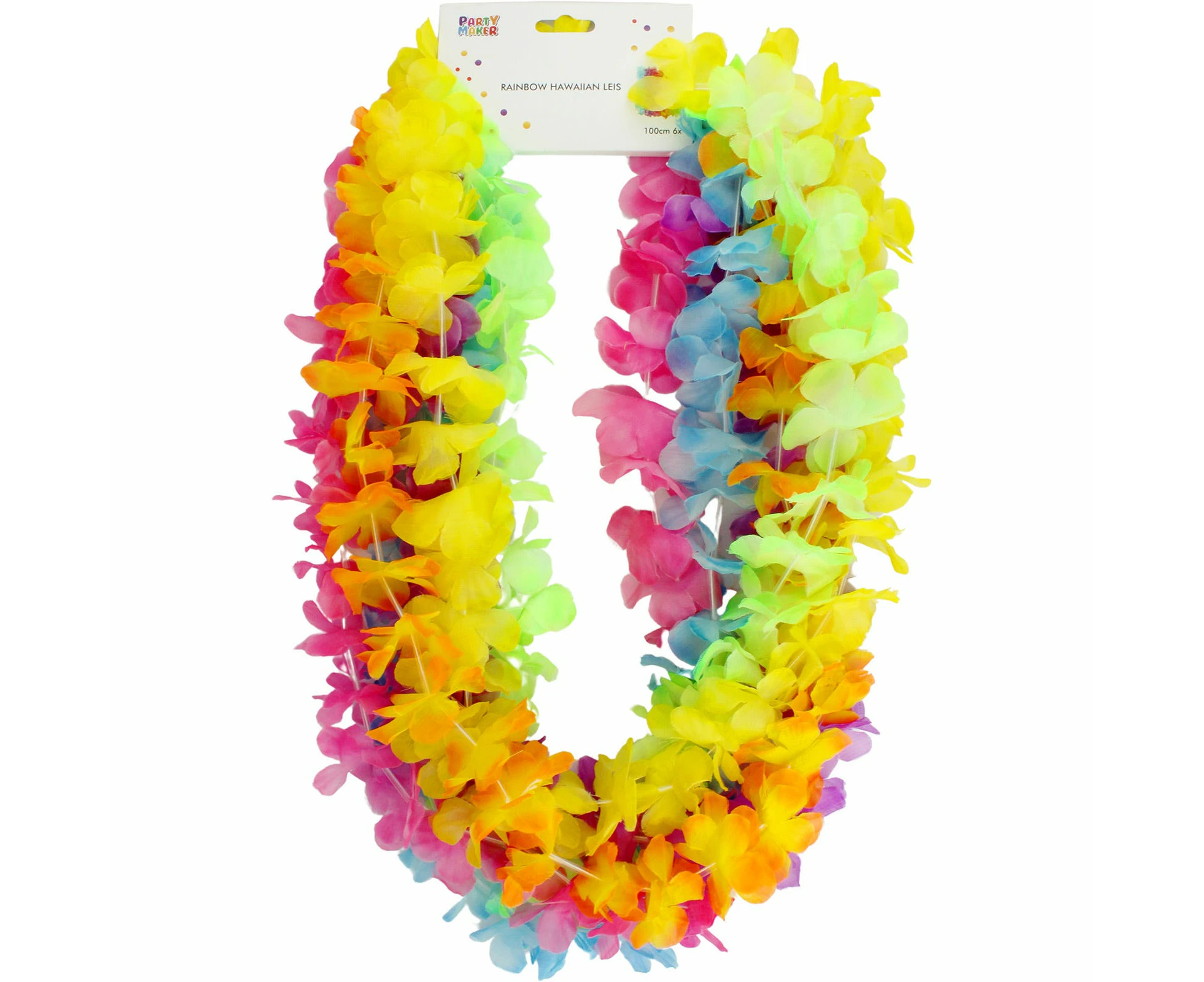 Assorted Rainbow Hawaiian Leis (Pack of 6)