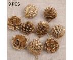 9pcs Gold Pine Cones Baubles - Gold