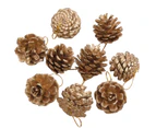 9pcs Gold Pine Cones Baubles - Gold