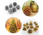 9pcs Gold Pine Cones Baubles - Gold