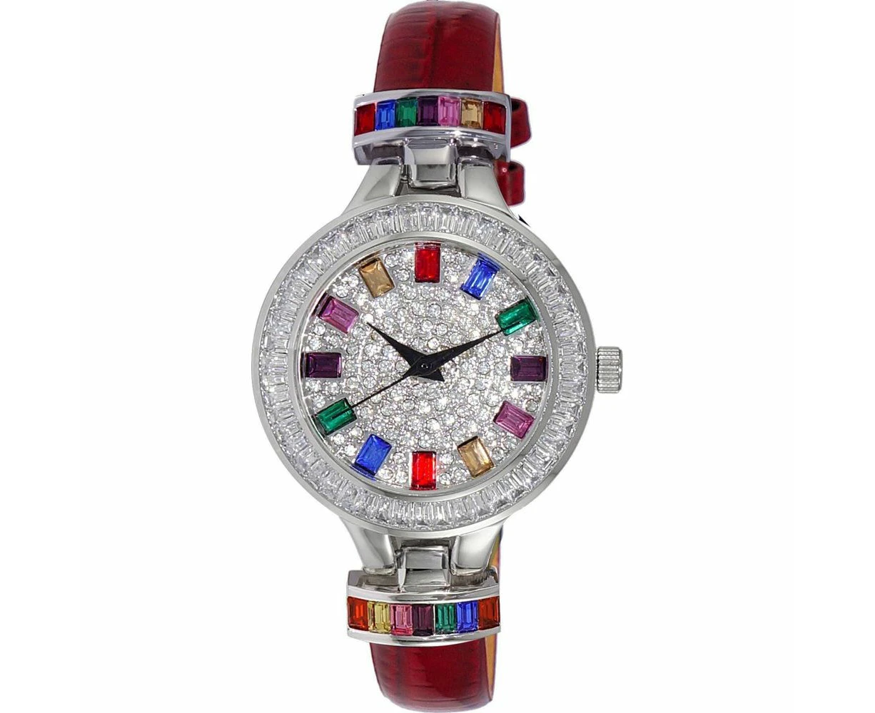 Adee Kaye Gems Collection Crystal Accents Multi Color Austrian Stone Dial Quartz Watch