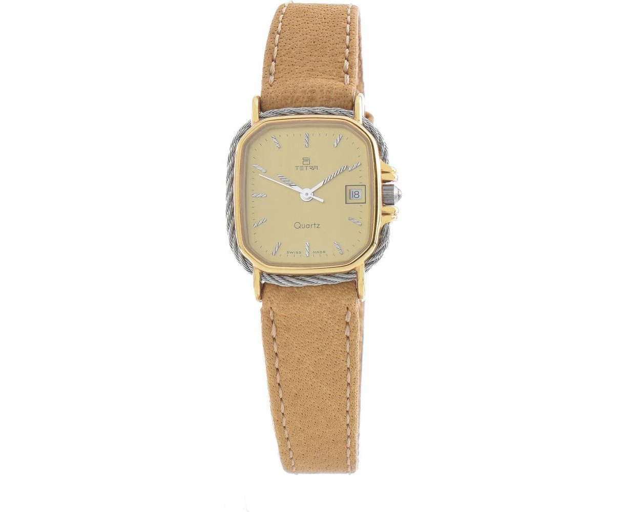 Treat Yourself To The Timeless Elegance Of Juniper Ladies' Tetra 124 C Leather Wristwatch For Women In Stainless Steel!