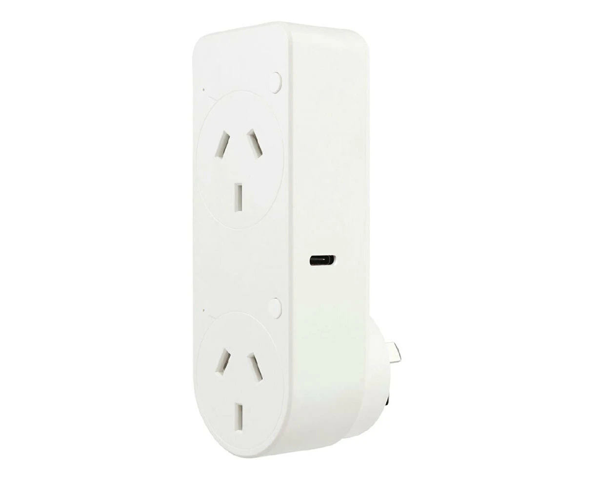 Brilliant Smart Smart WiFi Double Wall Plug with USB-C and USB-A Port access and [21883/05]