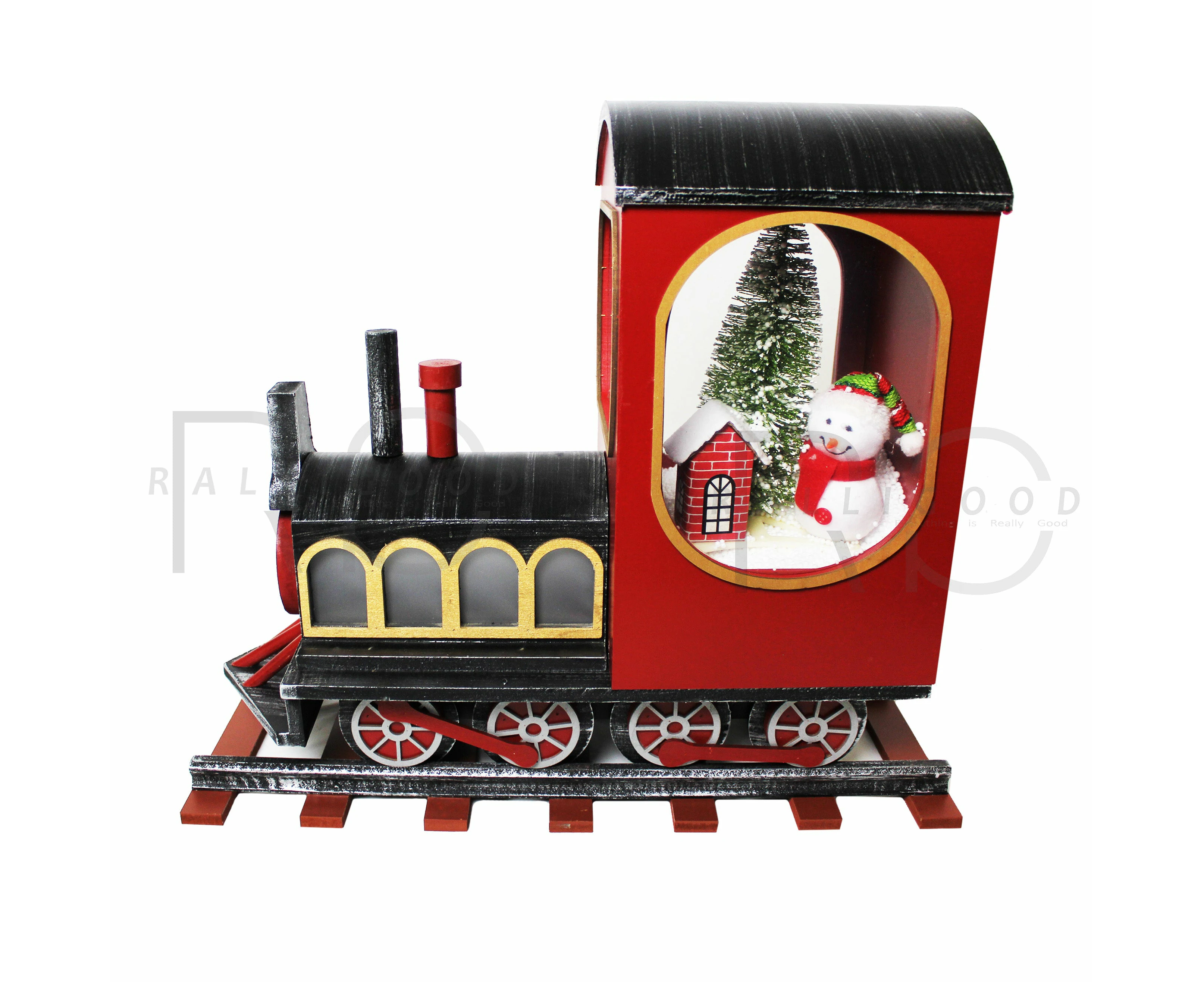 Christmas Train Decoration Indoor Powered Snow Diorama Music Singing LED Lights