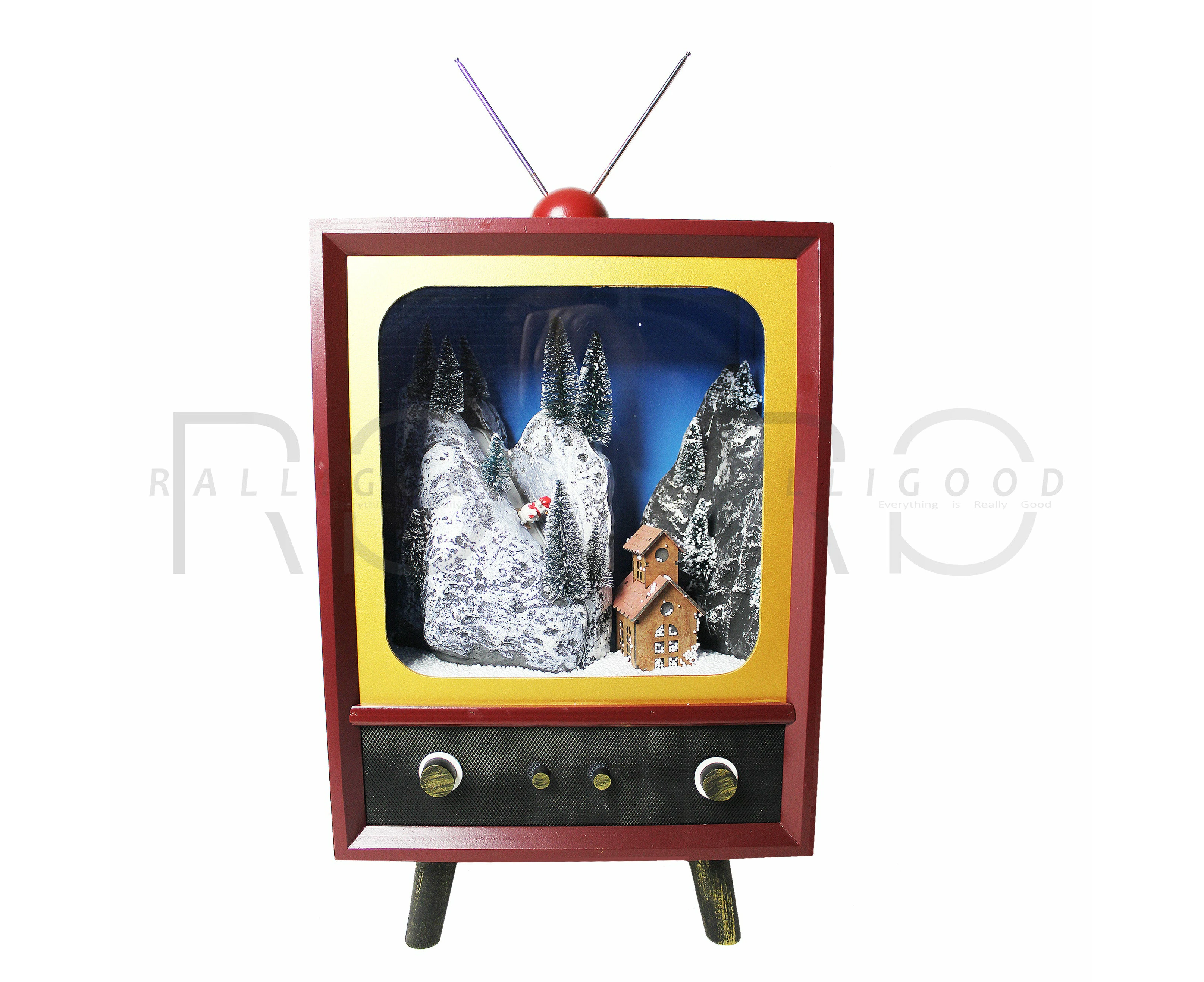 TV Christmas Decoration Animated Large Television Musical Dancing Diorama LED