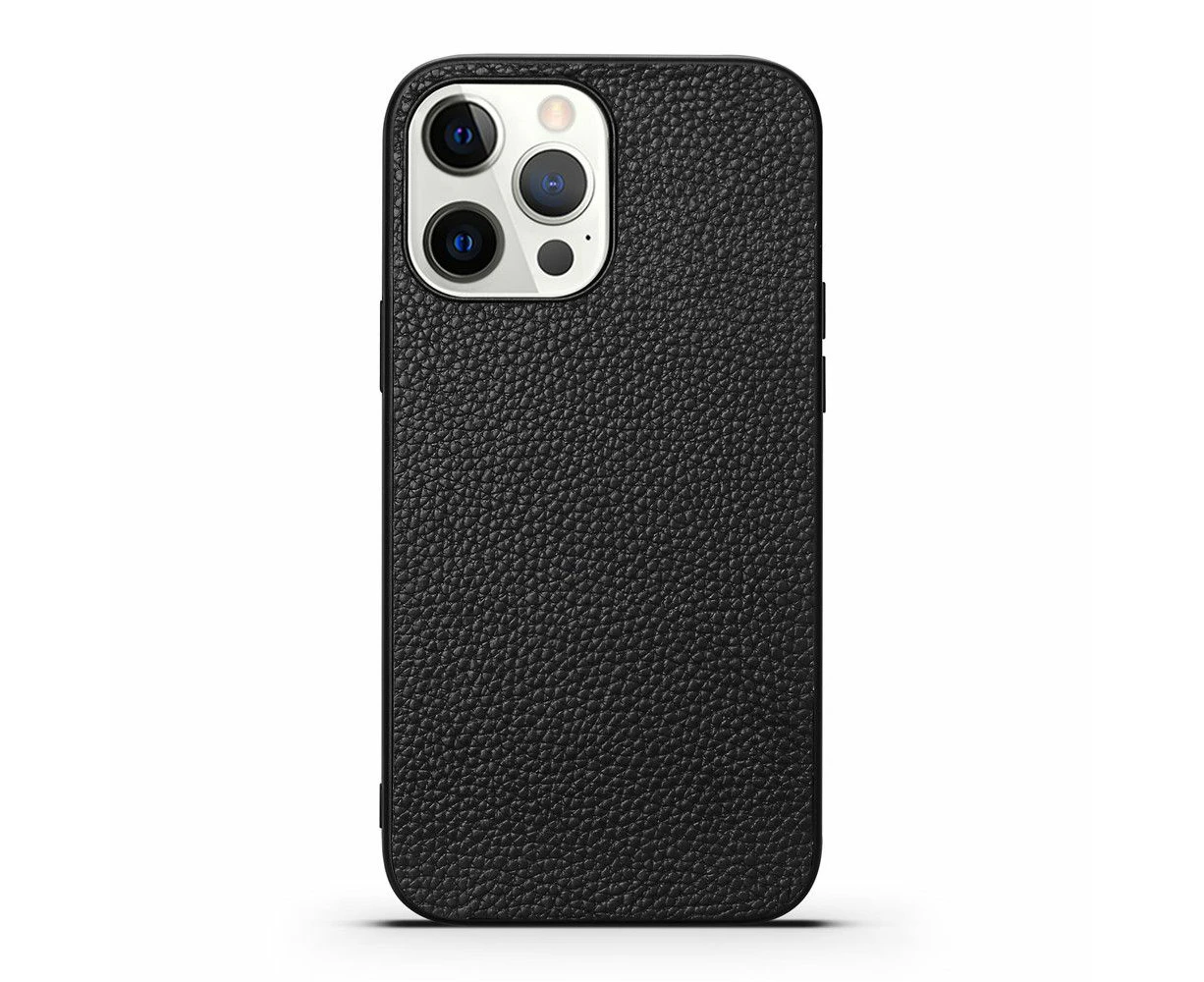 For iPhone 14 Pro Max Case Genuine Leather Durable Slim Fit Protective Cover Black