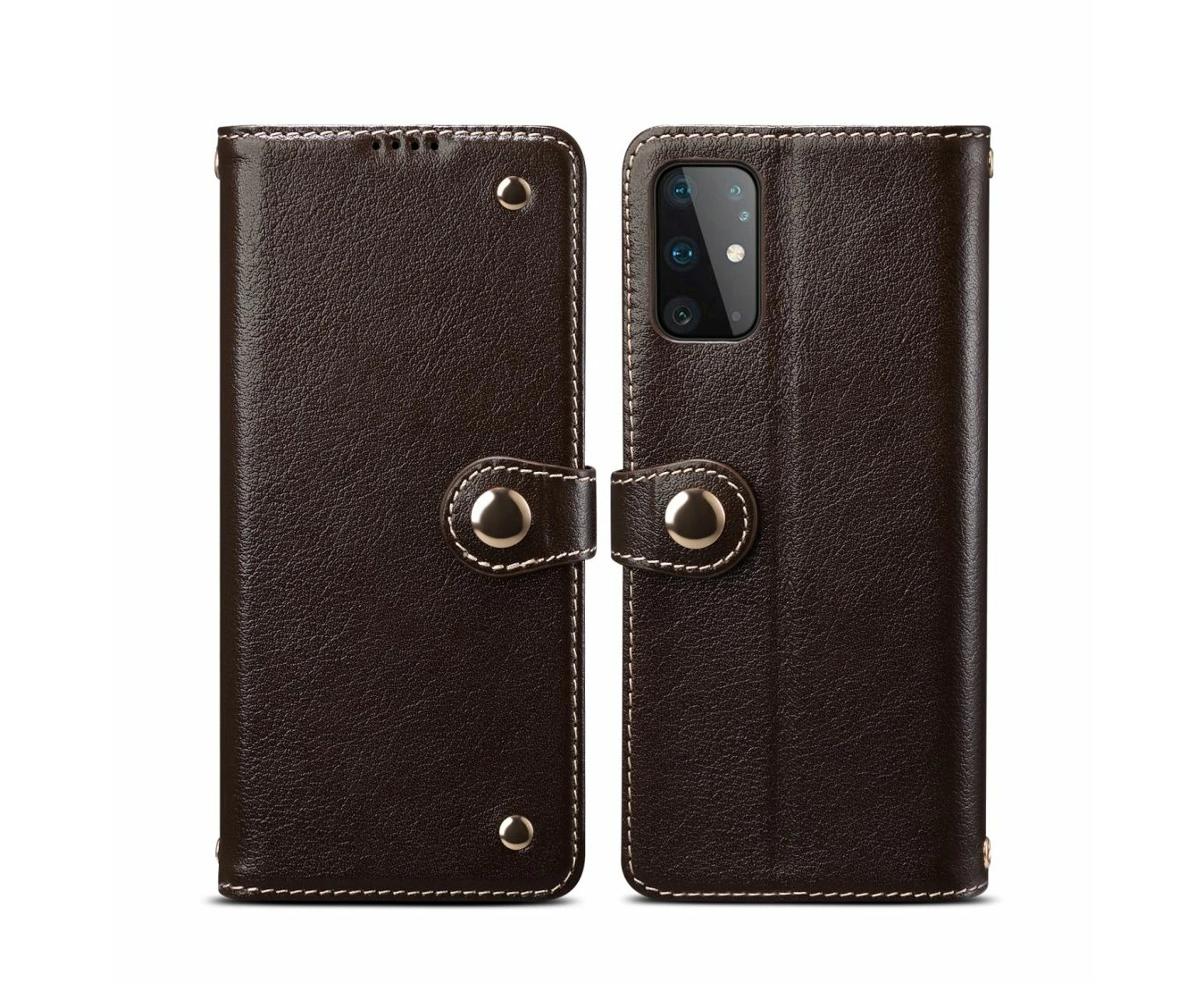 For Samsung Galaxy S20 Ultra Case Genuine Leather Luxury Wallet Case Brown