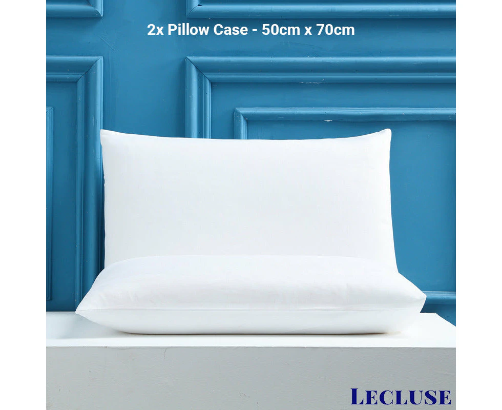 Lecluse Waterproof Bed Sheets Mattress Protector Pillow Cover Single Queen King - 2x Pillow Case 50x70cm - White