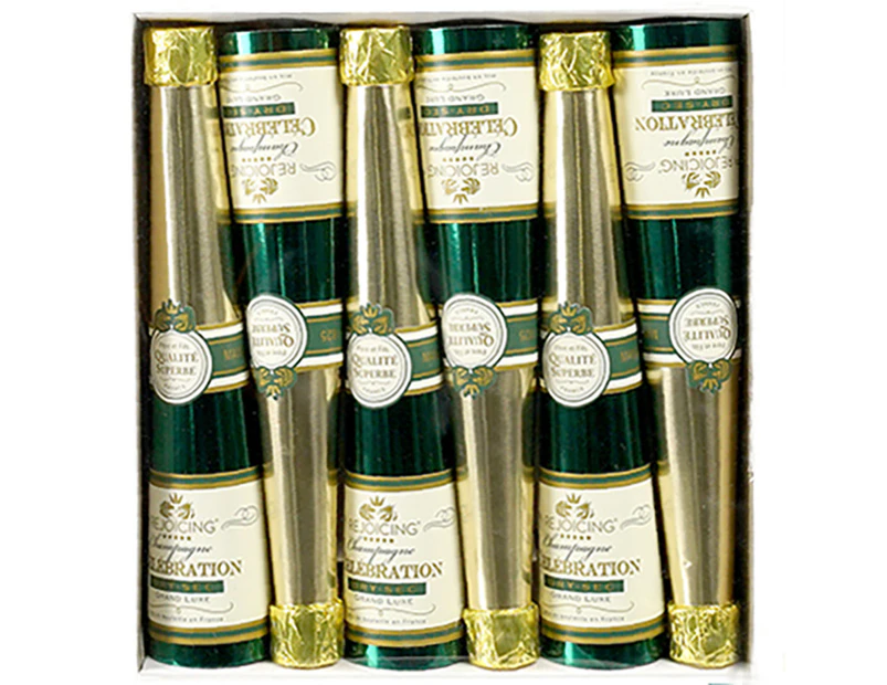 Champagne Bottle Christmas Crackers 6pk