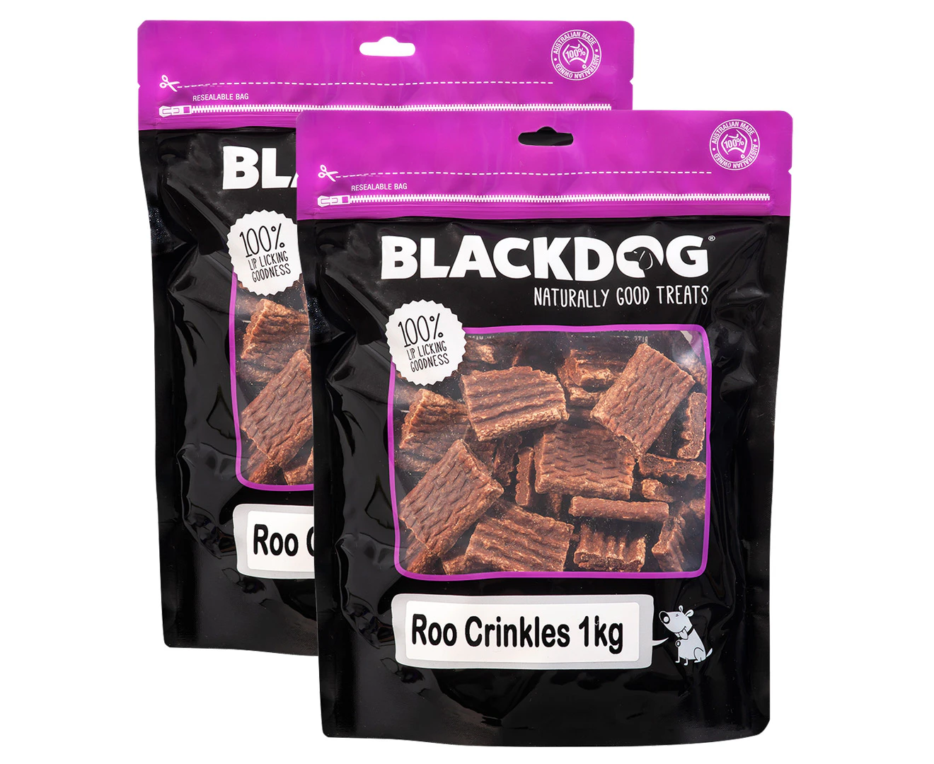 2 x Blackdog Roo Crinkles Dog Treats 1kg