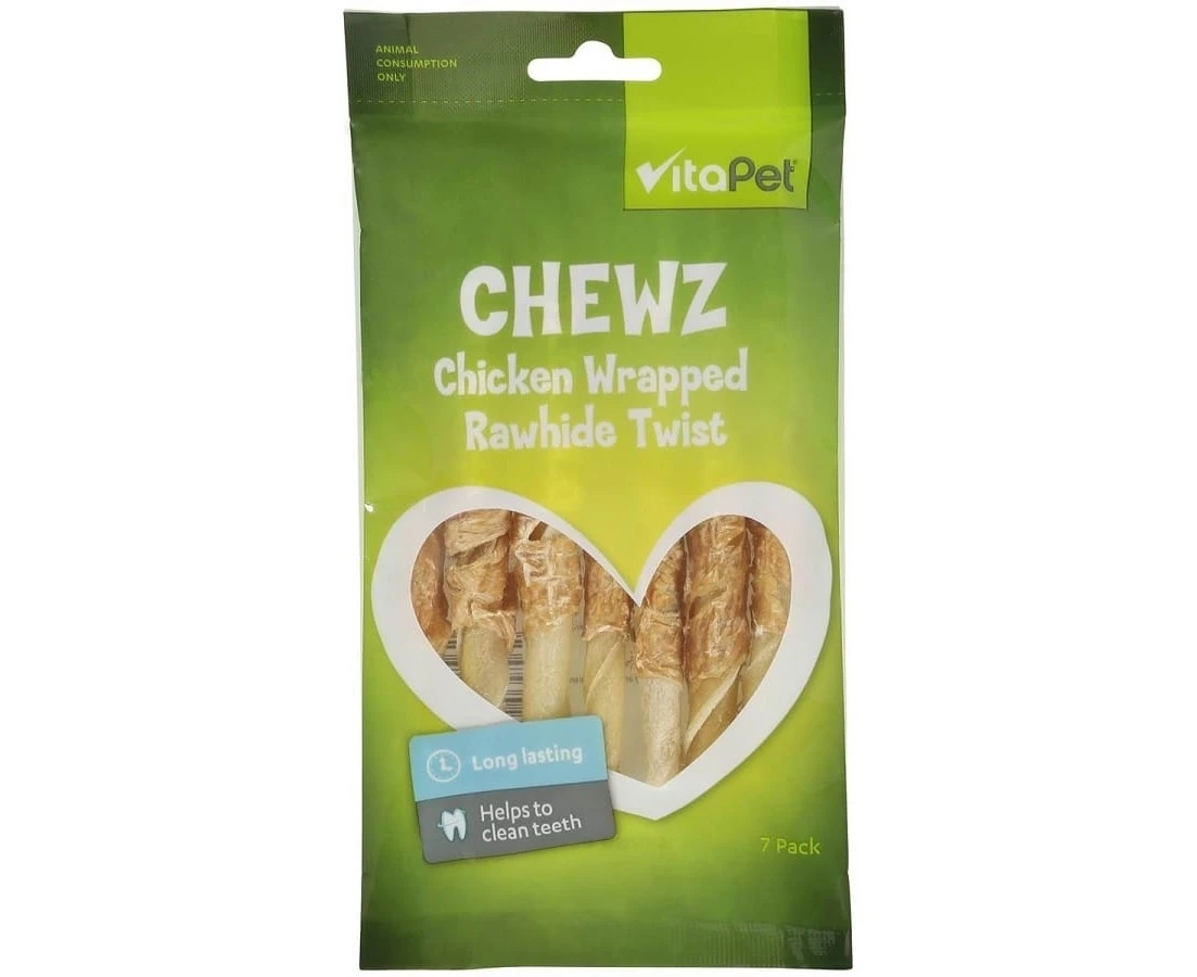 VitaPet Chewz Chicken Wrapped Rawhide Twist Dog Treats 7pk