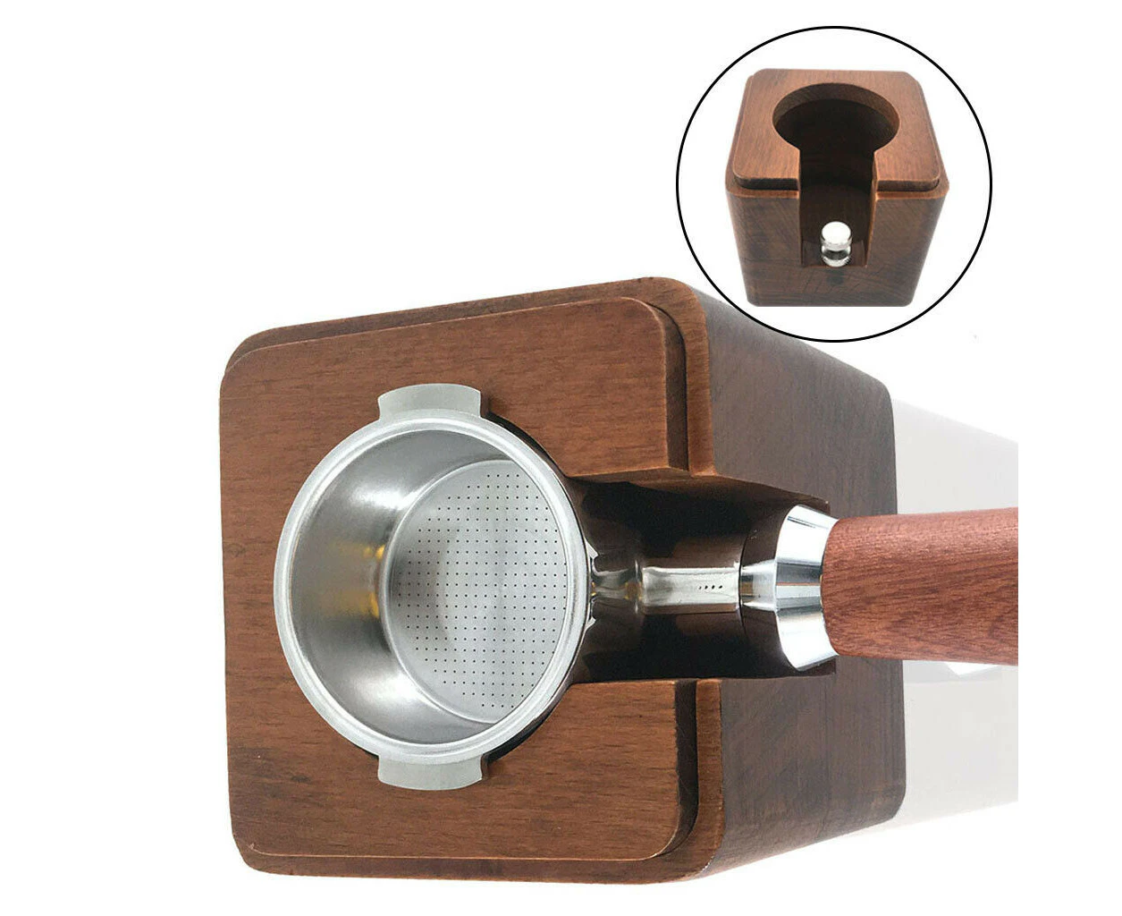 Barista Wooden Coffee Tamper Holder with Lid Coffee Maker Support Base