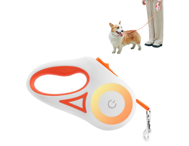 RGB 5M Extendable Retractable Pet Leash LED Training Lead Rope Dog Leash-Orange