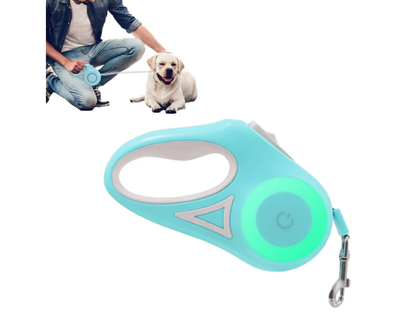 RGB 5M Extendable Retractable Pet Leash LED Training Lead Rope Dog Leash-Green