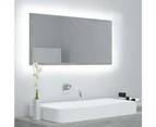 LED Bathroom Mirror Concrete Grey 90x8.5x37 cm Chipboard