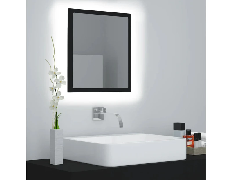 LED Bathroom Mirror Black 40x8.5x37 cm Chipboard