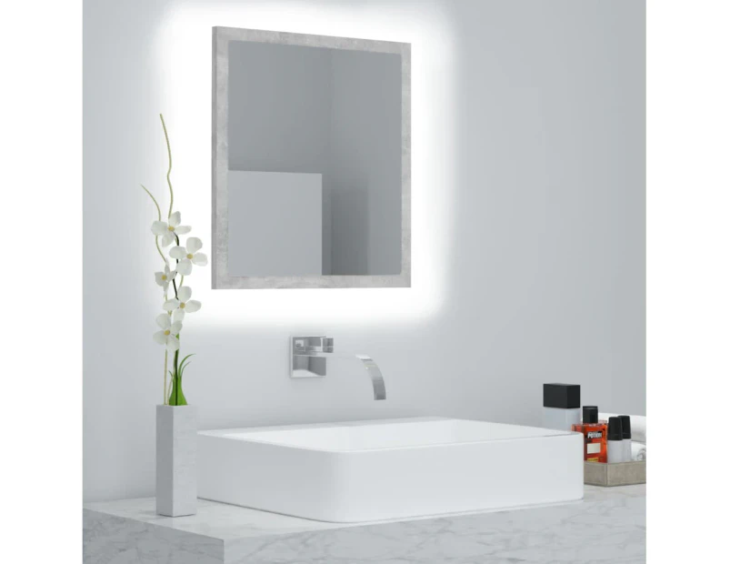 LED Bathroom Mirror Concrete Grey 40x8.5x37 cm Chipboard