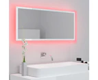 LED Bathroom Mirror High Gloss White 100x8.5x37 cm Chipboard