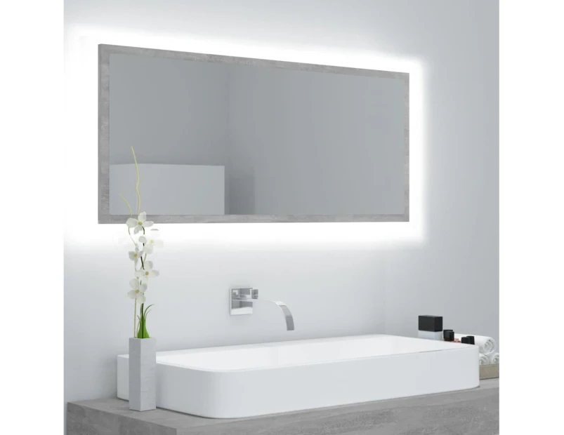 LED Bathroom Mirror Concrete Grey 100x8.5x37 cm Chipboard