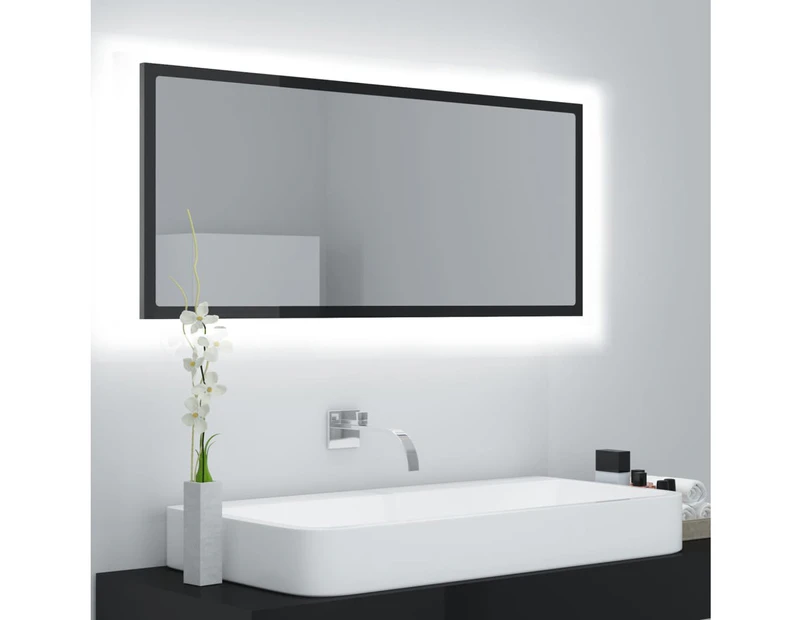 LED Bathroom Mirror High Gloss Black 100x8.5x37 cm Chipboard