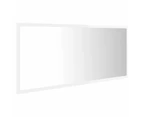 LED Bathroom Mirror High Gloss White 100x8.5x37 cm Chipboard