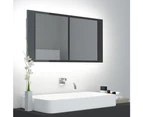 LED Bathroom Mirror Cabinet High Gloss Grey 90x12x45 cm