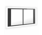 LED Bathroom Mirror Cabinet High Gloss Grey 90x12x45 cm