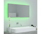 LED Bathroom Mirror Concrete Grey 90x8.5x37 cm Chipboard