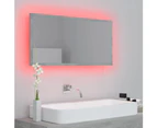 LED Bathroom Mirror Concrete Grey 90x8.5x37 cm Chipboard