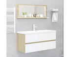 Bathroom Mirror White and Sonoma Oak 100cm Chipboard