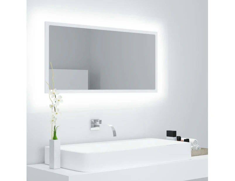 LED Bathroom Mirror White 90x8.5x37 cm Chipboard