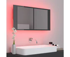 LED Bathroom Mirror Cabinet High Gloss Grey 90x12x45 cm