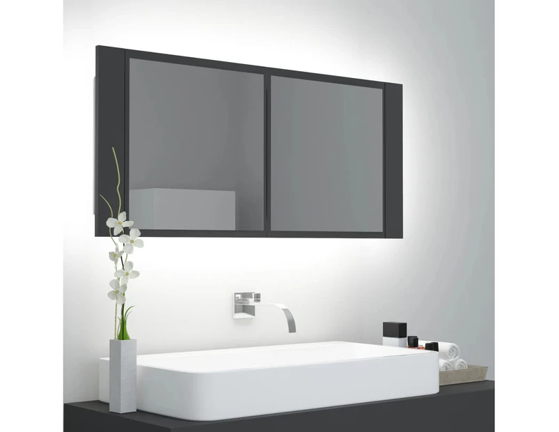 LED Bathroom Mirror Cabinet Grey 100x12x45 cm