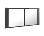 LED Bathroom Mirror Cabinet High Gloss Grey 100x12x45 cm