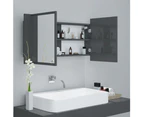 LED Bathroom Mirror Cabinet High Gloss Grey 90x12x45 cm