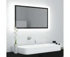 LED Bathroom Mirror High Gloss Black 80x8.5x37 cm Chipboard