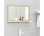 Bathroom Mirror White and Sonoma Oak 60cm Chipboard