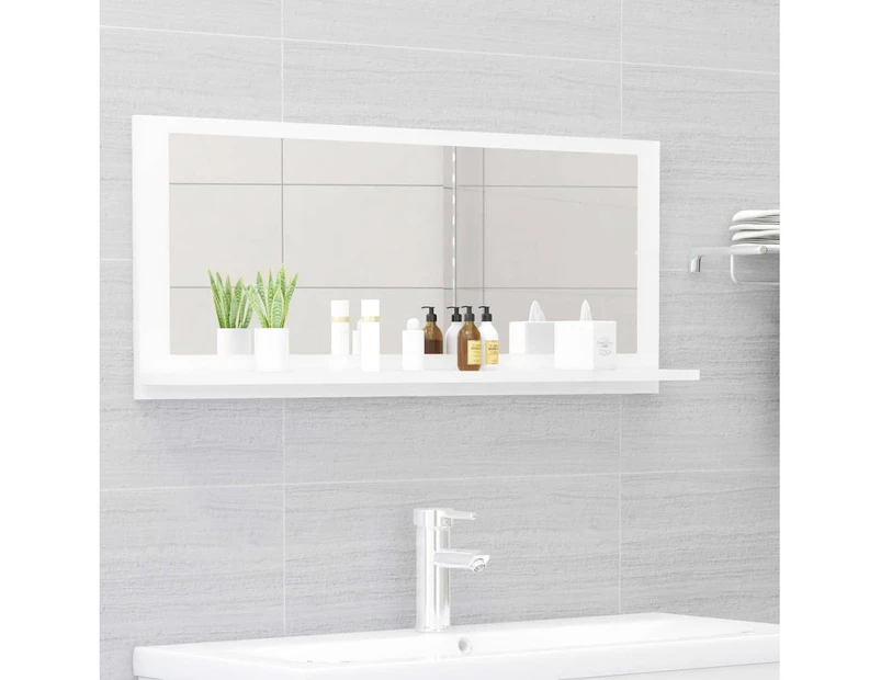 Bathroom Mirror High Gloss White 90cm Chipboard