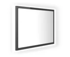 LED Bathroom Mirror High Gloss Grey 60x8.5x37 cm Chipboard